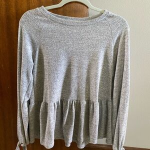 Gray Long Sleeve Babydoll Sweater